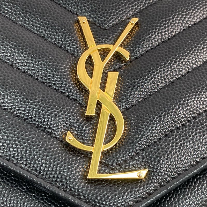 △ Saint Laurent 聖羅蘭 Black Caviar Skin Gold Tone Metal Wallet On Chain 黑色粒紋小牛皮金色金屬鎖鏈銀包 - 257011754-11