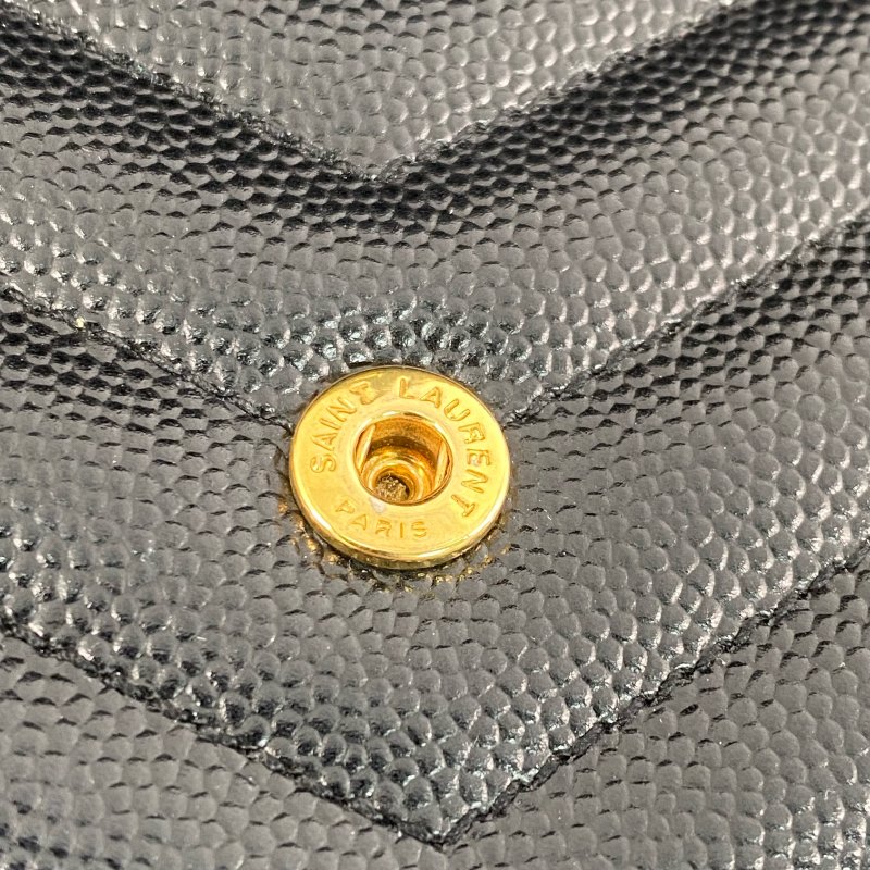 △ Saint Laurent 聖羅蘭 Black Caviar Skin Gold Tone Metal Wallet On Chain 黑色粒紋小牛皮金色金屬鎖鏈銀包 - 257011754-13