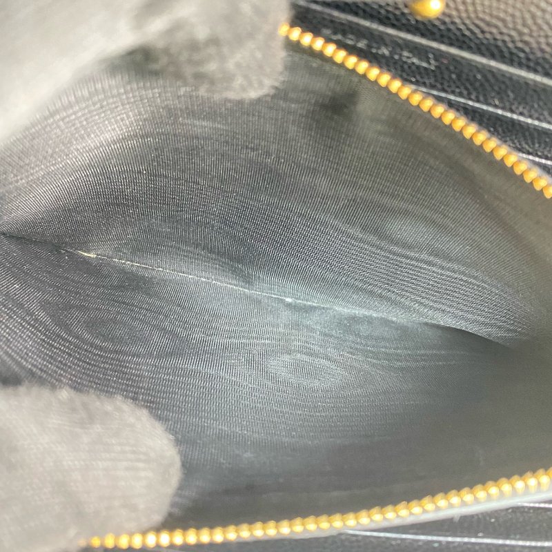 △ Saint Laurent 聖羅蘭 Black Caviar Skin Gold Tone Metal Wallet On Chain 黑色粒紋小牛皮金色金屬鎖鏈銀包 - 257011754-16