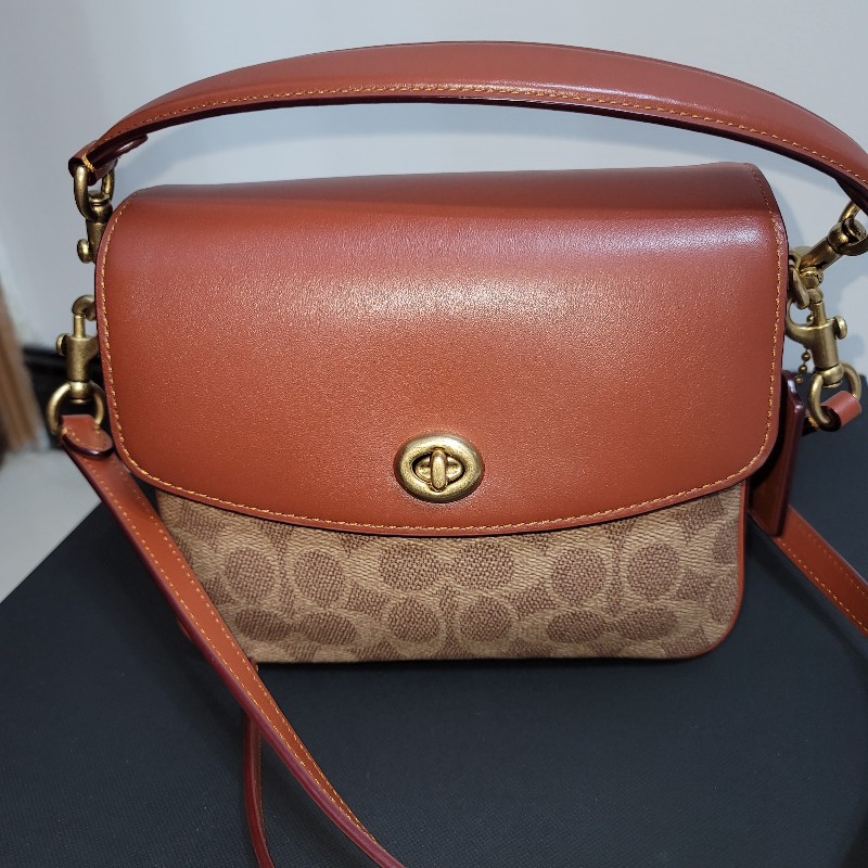 COACH 棕色老花輕巧手提斜背包-0