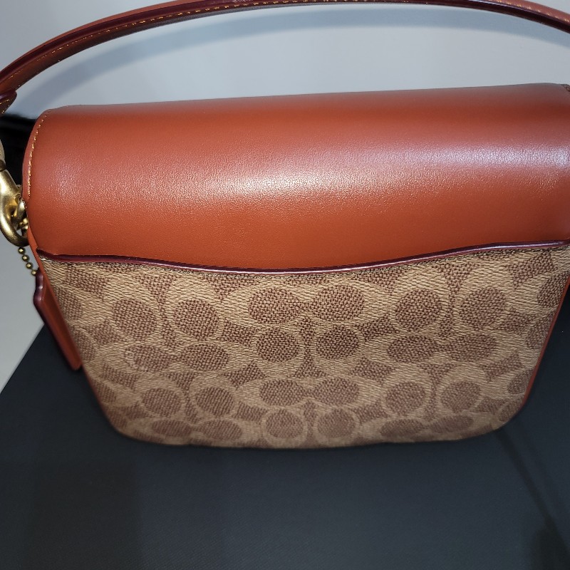 COACH 棕色老花輕巧手提斜背包-1