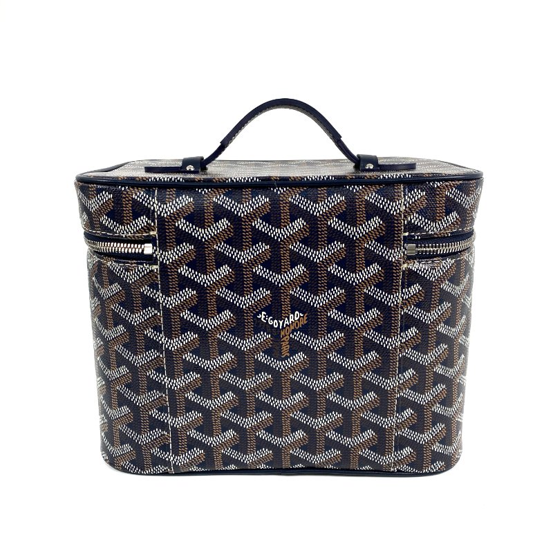 △ Goyard 高雅德 Navy And Brown Coated Canvas Muse Vanity Case 深藍色和啡色塗層帆布化妝袋 - 257012714-1