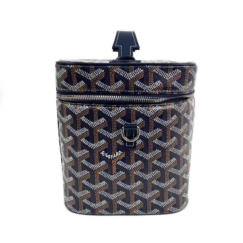 △ Goyard 高雅德 Navy And Brown Coated Canvas Muse Vanity Case 深藍色和啡色塗層帆布化妝袋 - 257012714-3