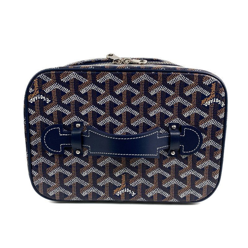 △ Goyard 高雅德 Navy And Brown Coated Canvas Muse Vanity Case 深藍色和啡色塗層帆布化妝袋 - 257012714-5