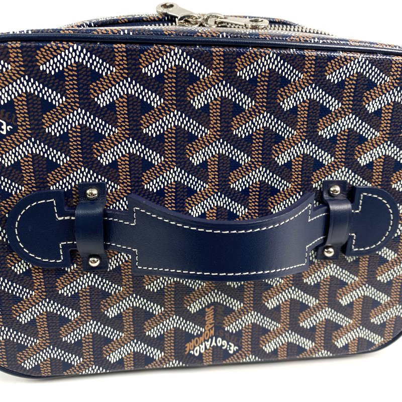 △ Goyard 高雅德 Navy And Brown Coated Canvas Muse Vanity Case 深藍色和啡色塗層帆布化妝袋 - 257012714-6