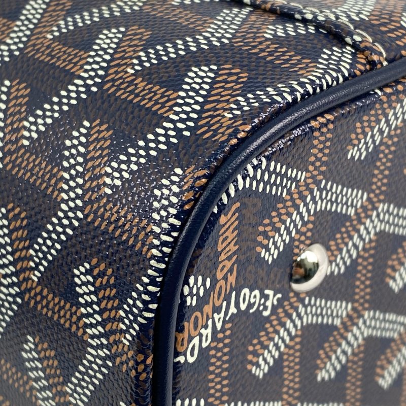 △ Goyard 高雅德 Navy And Brown Coated Canvas Muse Vanity Case 深藍色和啡色塗層帆布化妝袋 - 257012714-9