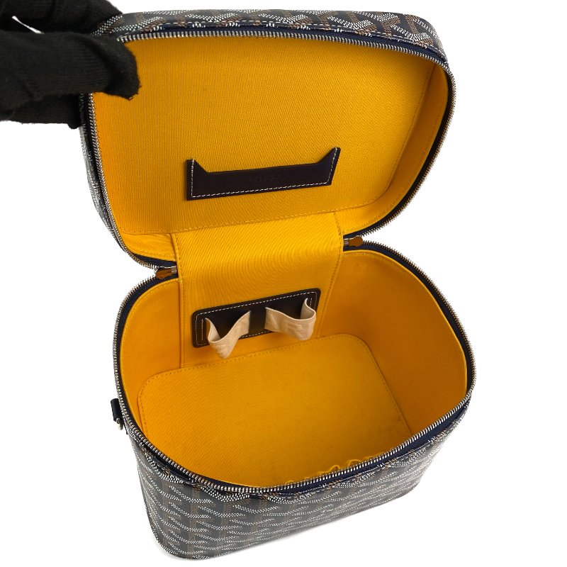 △ Goyard 高雅德 Navy And Brown Coated Canvas Muse Vanity Case 深藍色和啡色塗層帆布化妝袋 - 257012714-14