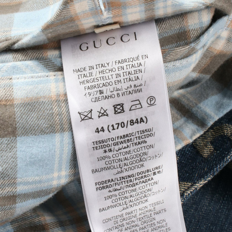 GUCCI Jumbo GG 牛仔背心 Best 674339 棉質海軍藍米色二手男款-4