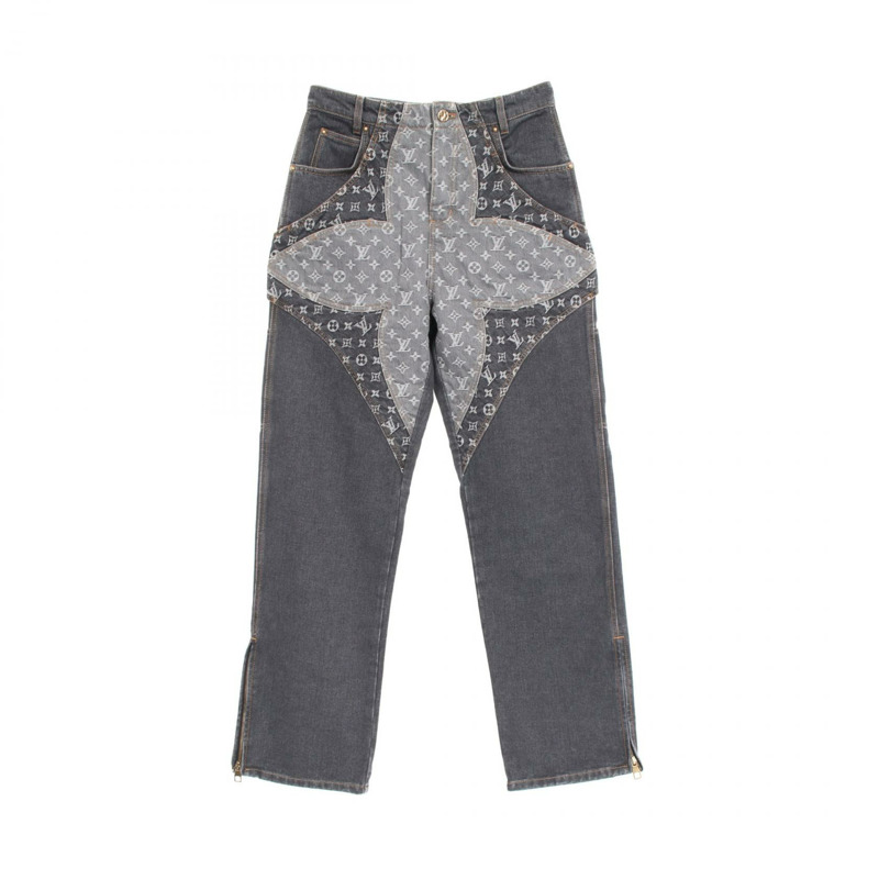 LOUIS VUITTON 字母花牛仔褲 RM232 Y92 HPD92W 棉質灰色多色 Gres 二手男款-0