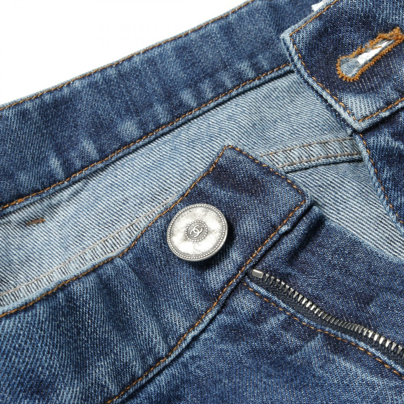 香奈兒 (CHANEL) 斜紋軟呢飾邊牛仔褲 P59532 棉質藍色 42 號 二手女裝-8