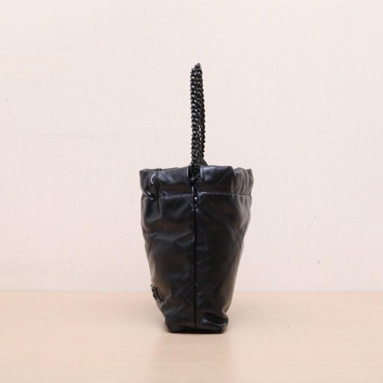 CHANEL(香奈兒) 22Bag Tote托特包 Mini 20cm 黑色 晶片開 黑扣-1