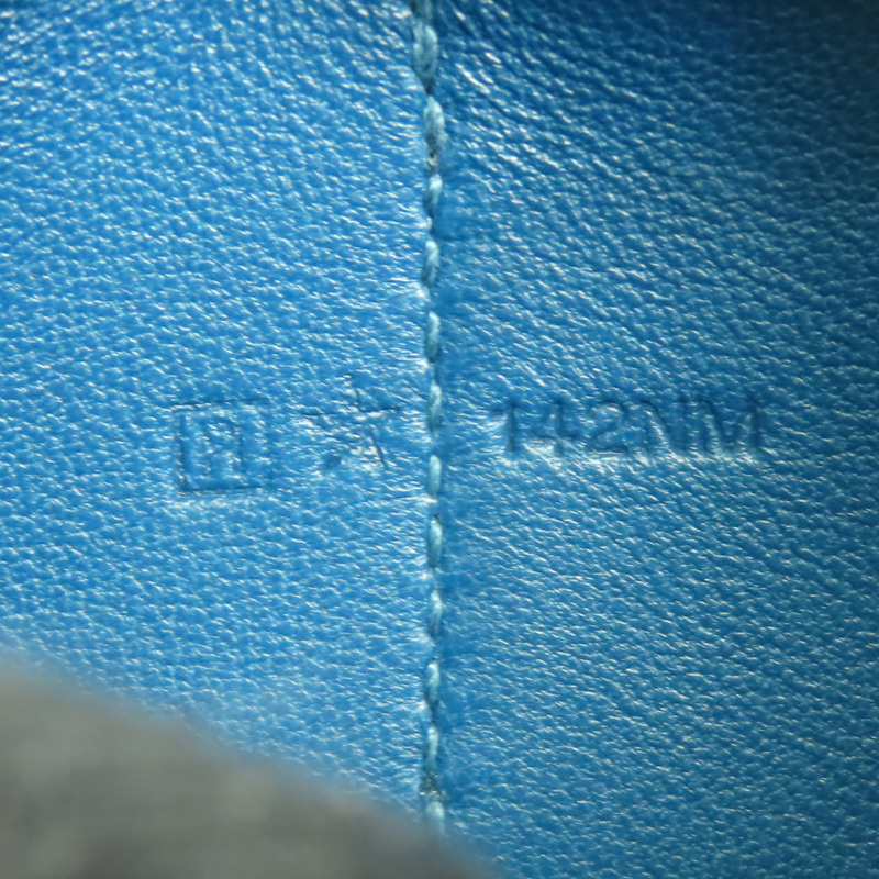 HERMES Evercolor皮革Dogon Compact銀扣錢包Bleu De Galice-11