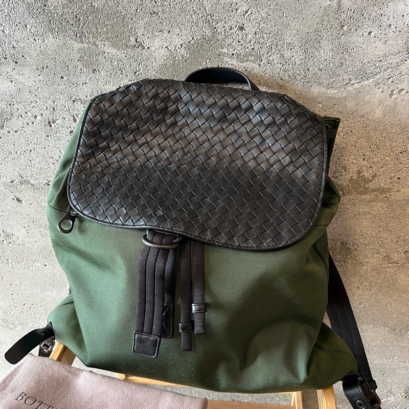 Bottega Veneta 編織皮革尼龍後背包-0