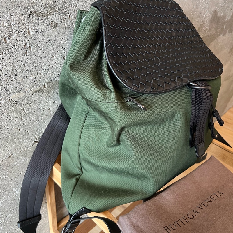 Bottega Veneta 編織皮革尼龍後背包-1
