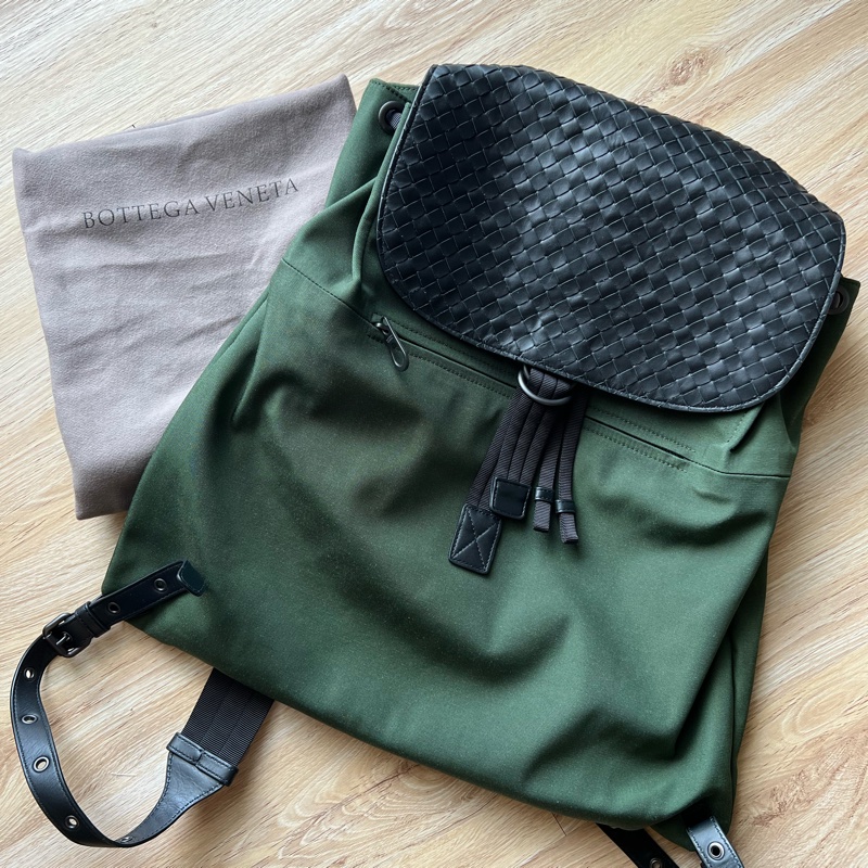 Bottega Veneta 編織皮革尼龍後背包-5