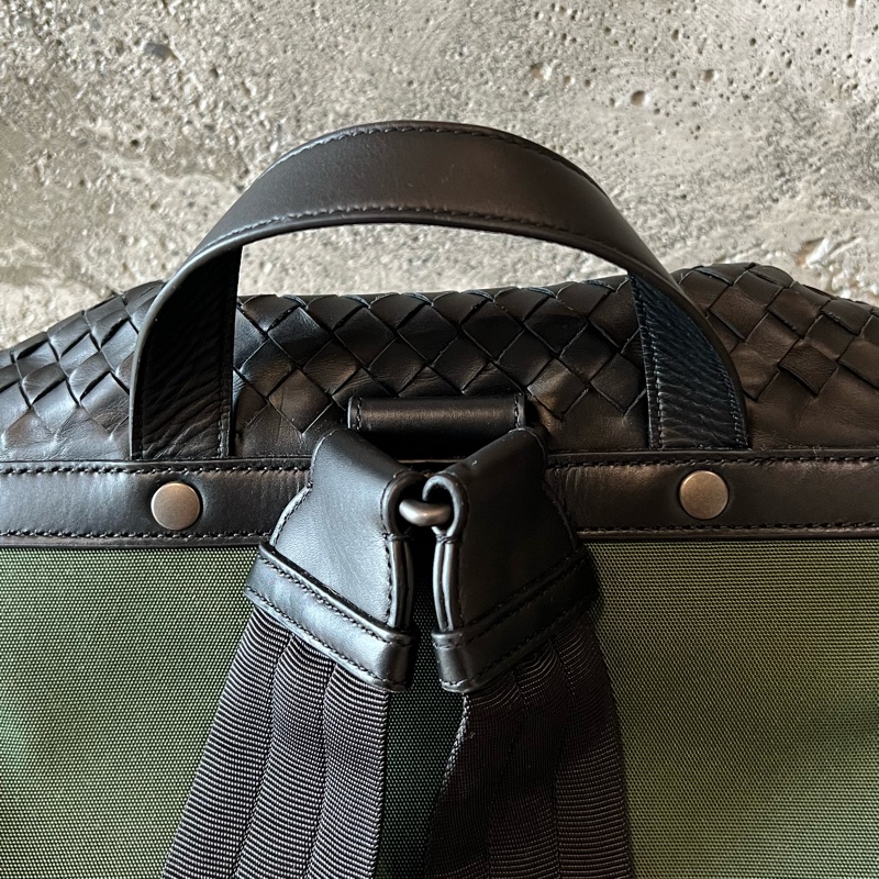 Bottega Veneta 編織皮革尼龍後背包-13