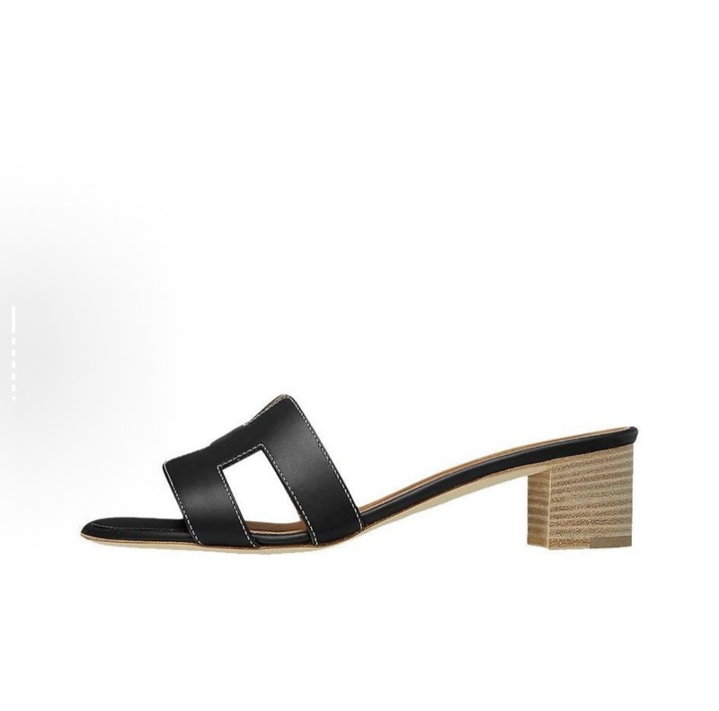 HERMES愛馬仕 Oasis 粗中高跟（約3-5cm)涼拖 黑色 36碼-4