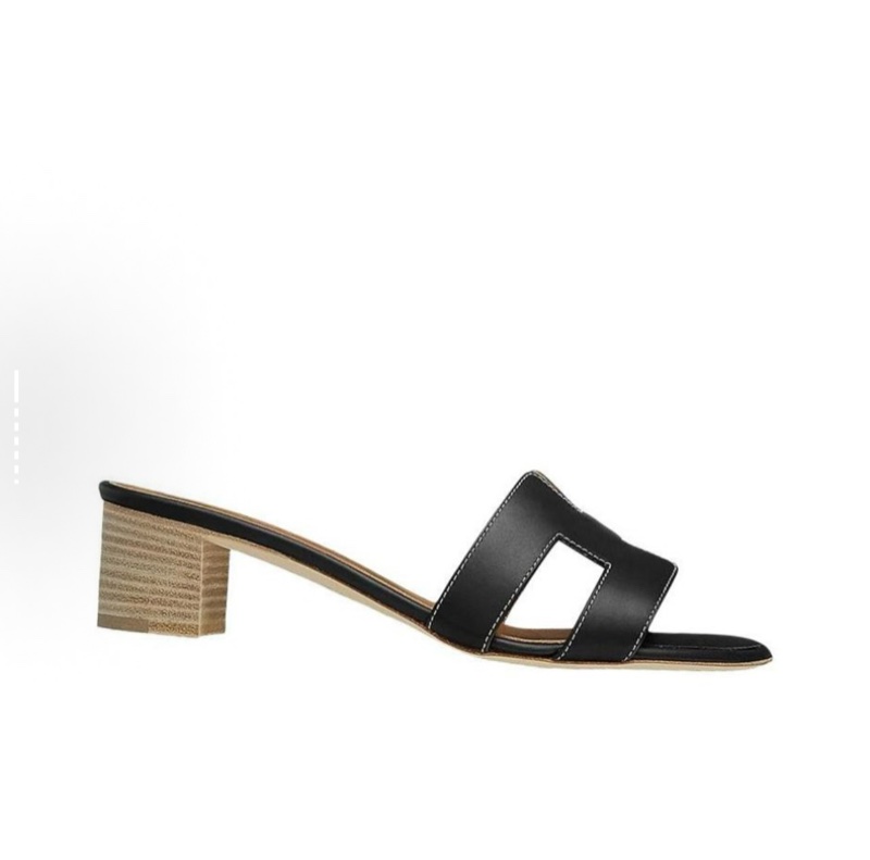 HERMES愛馬仕 Oasis 粗中高跟（約3-5cm)涼拖 黑色 36碼-5