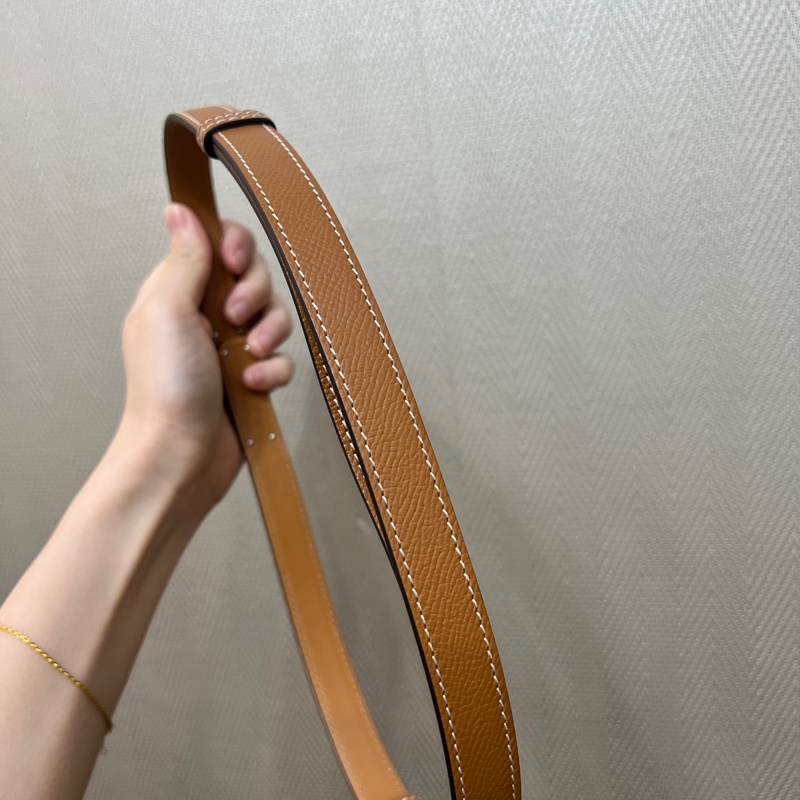 Hermes 金棕Epsom皮銀釦窄版Kelly腰帶-2