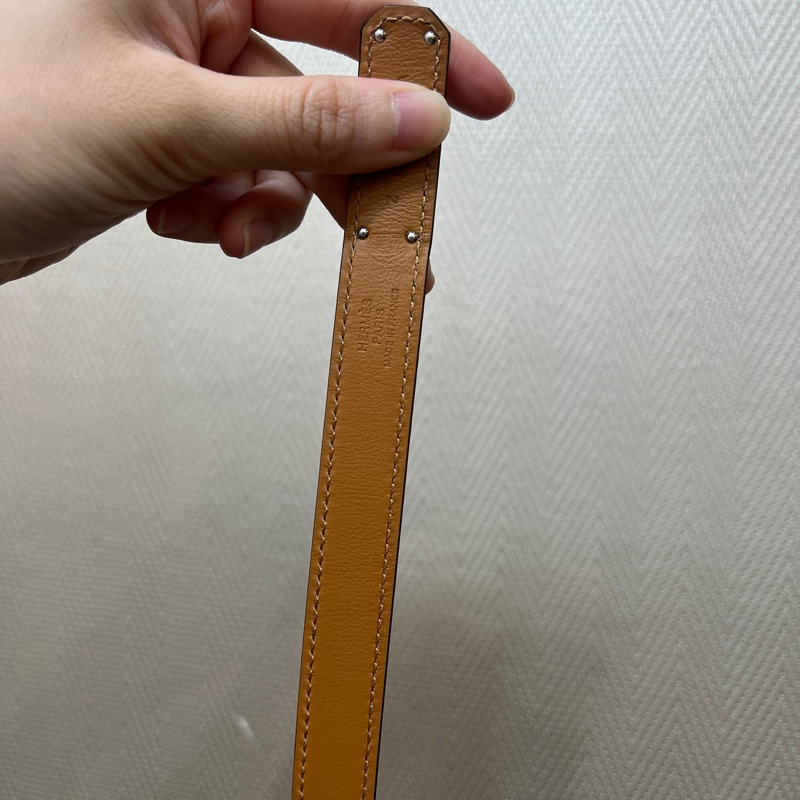 Hermes 金棕Epsom皮銀釦窄版Kelly腰帶-7
