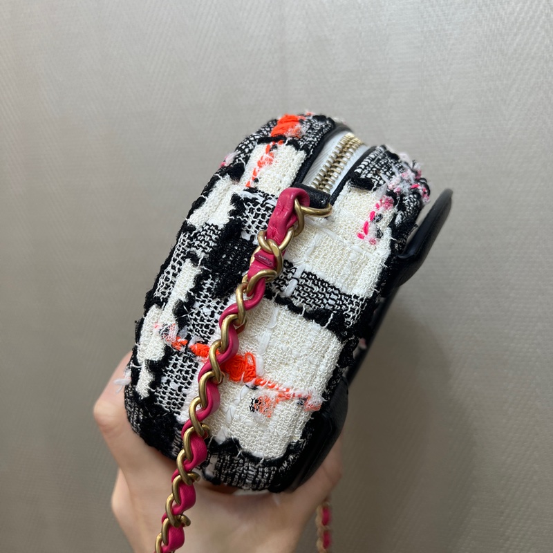 Chanel 毛呢霧金釦斜背相機包AS1757-2