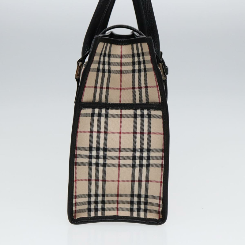 【日本直送】BURBERRY Nova 格紋手提包 帆布 米色 黑色 正品 am6710-2