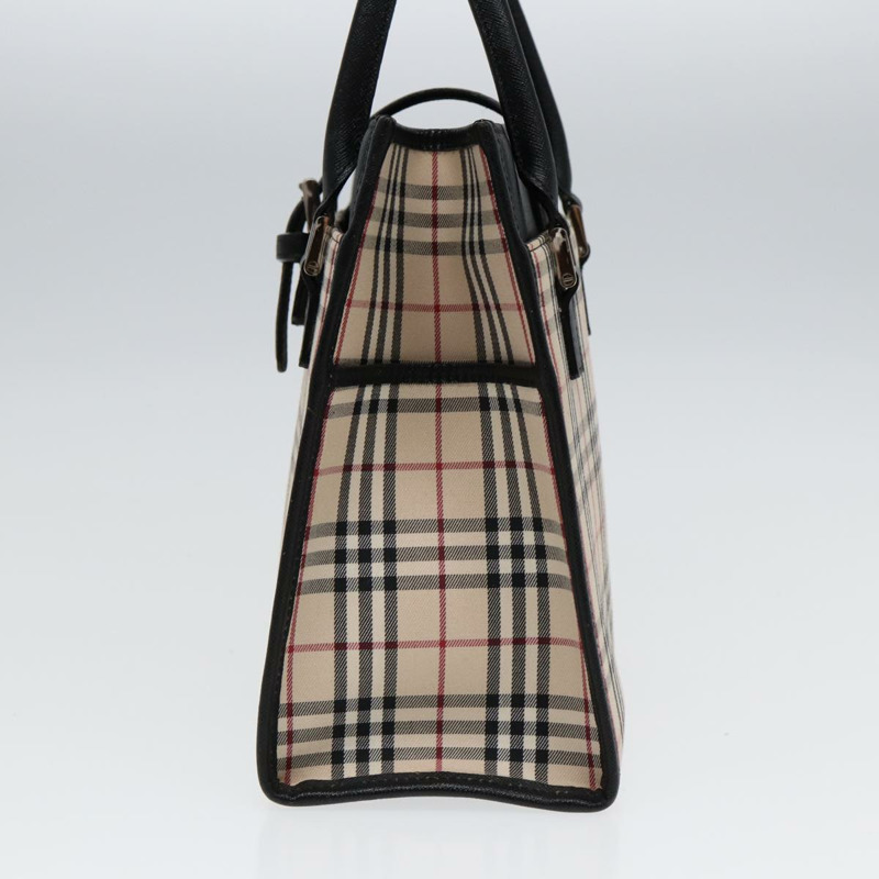 【日本直送】BURBERRY Nova 格紋手提包 帆布 米色 黑色 正品 am6710-3