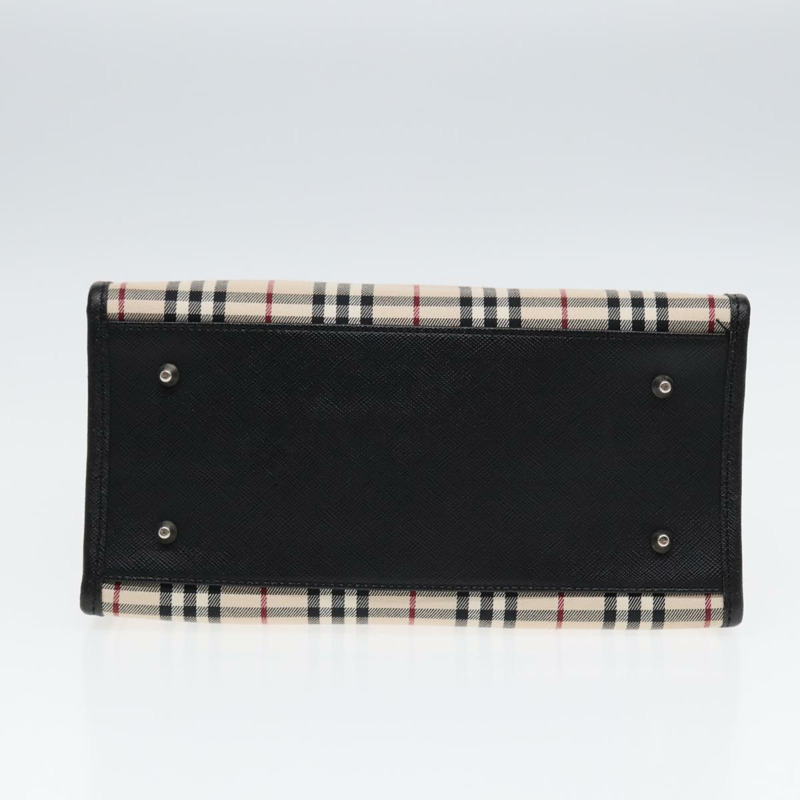 【日本直送】BURBERRY Nova 格紋手提包 帆布 米色 黑色 正品 am6710-4