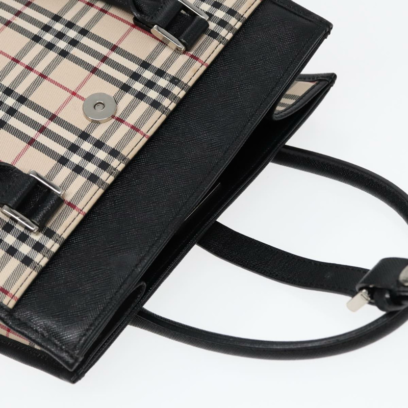 【日本直送】BURBERRY Nova 格紋手提包 帆布 米色 黑色 正品 am6710-6