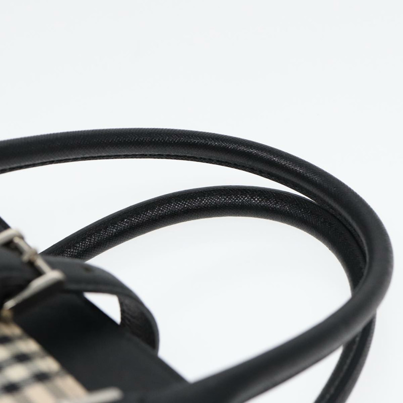 【日本直送】BURBERRY Nova 格紋手提包 帆布 米色 黑色 正品 am6710-13