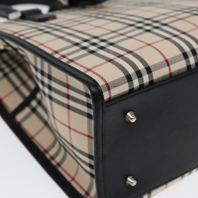 【日本直送】BURBERRY Nova 格紋手提包 帆布 米色 黑色 正品 am6710-14