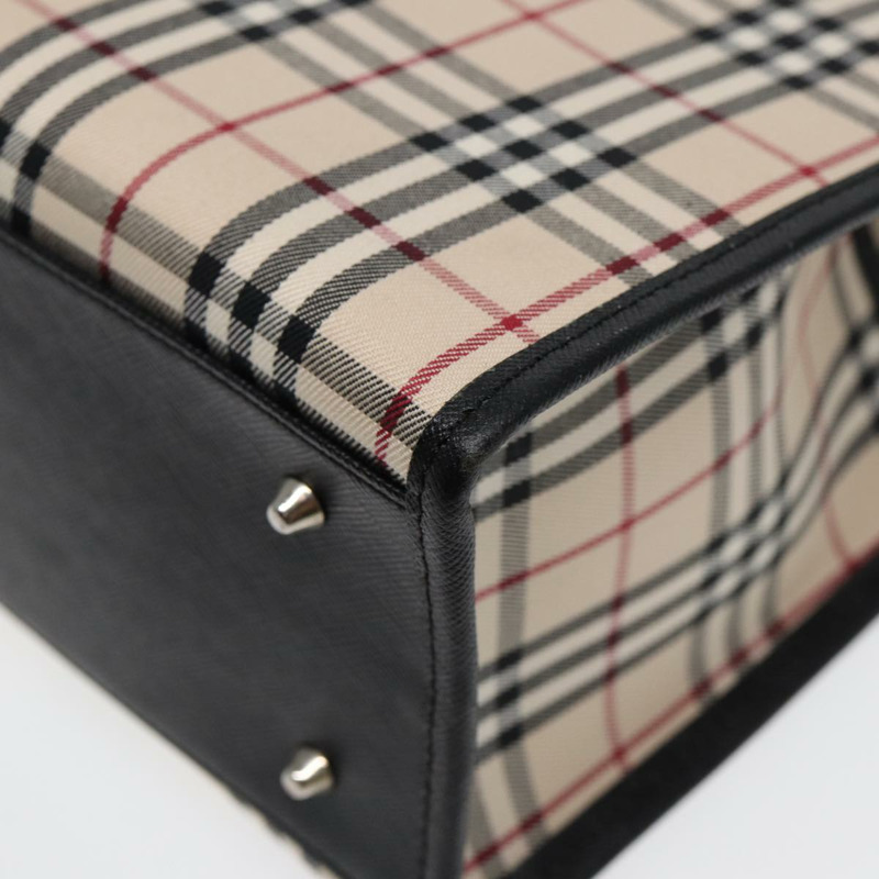 【日本直送】BURBERRY Nova 格紋手提包 帆布 米色 黑色 正品 am6710-15