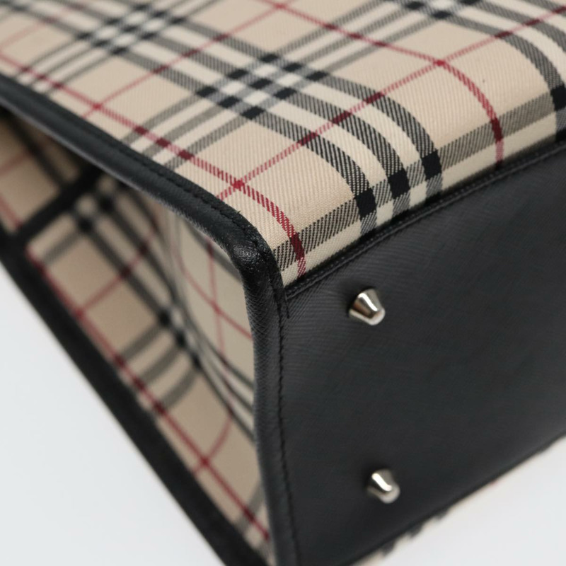 【日本直送】BURBERRY Nova 格紋手提包 帆布 米色 黑色 正品 am6710-16