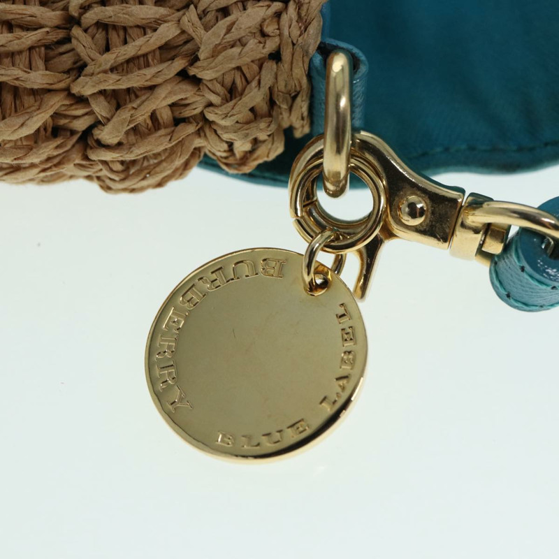 【日本直送】BURBERRY 藍標單肩包皮革草編藍色米金色正品 ti2047-9