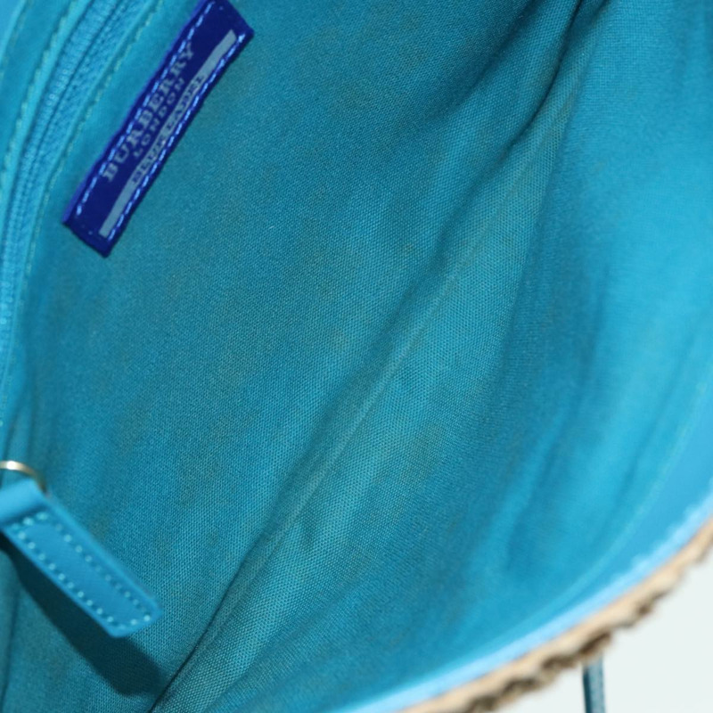 【日本直送】BURBERRY 藍標單肩包皮革草編藍色米金色正品 ti2047-11