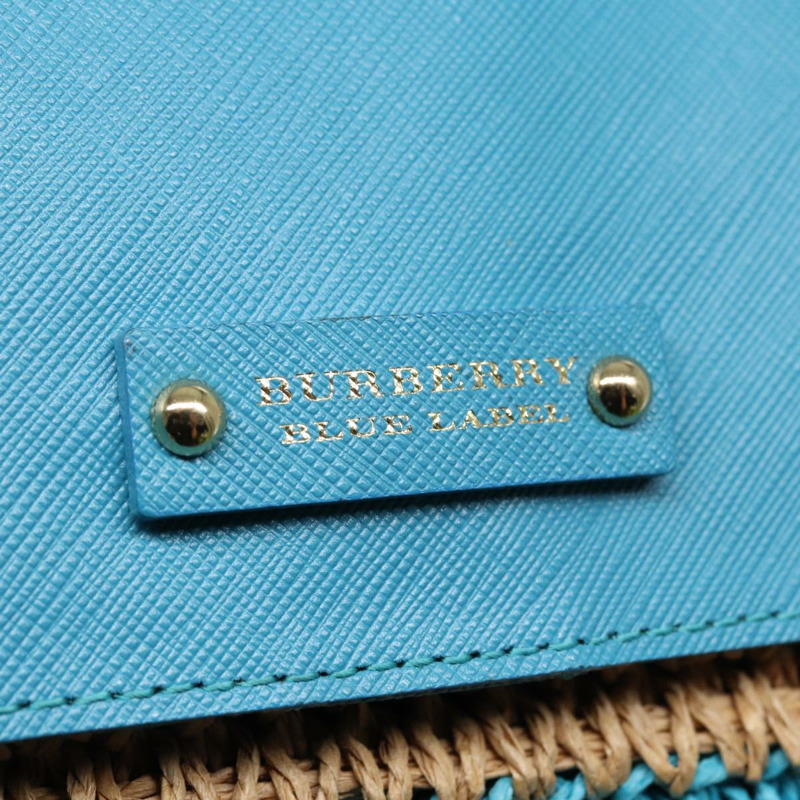 【日本直送】BURBERRY 藍標單肩包皮革草編藍色米金色正品 ti2047-16