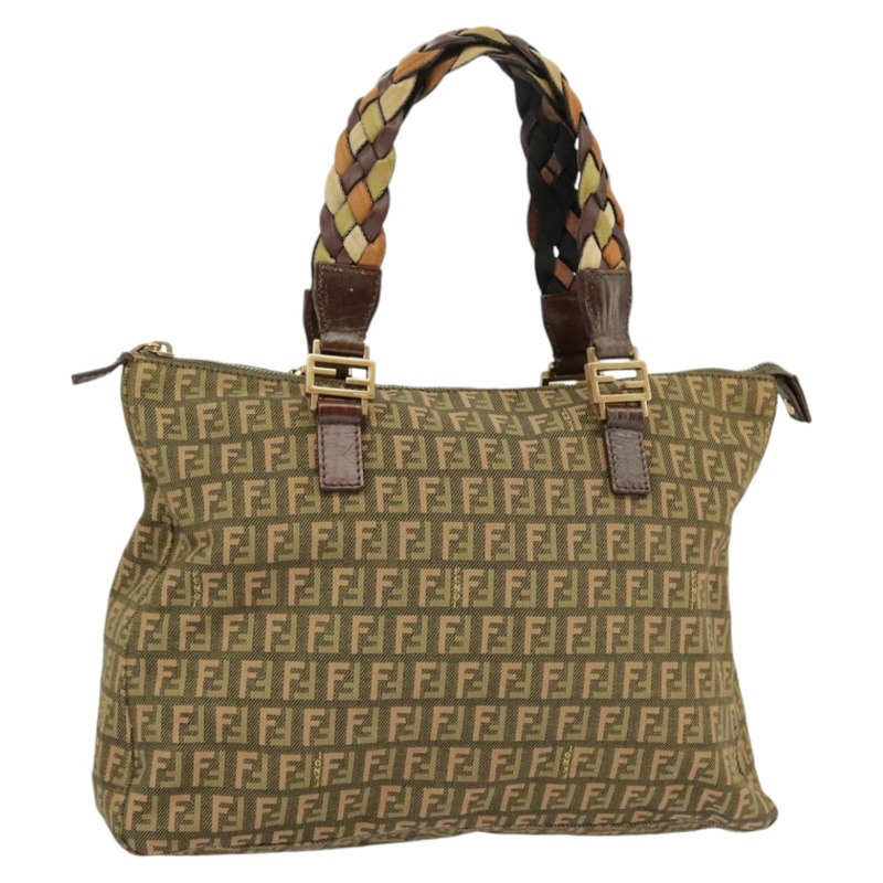 【日本直送】FENDI Zucchino 帆布手提包 卡其色 8BH138 正品 102160-0