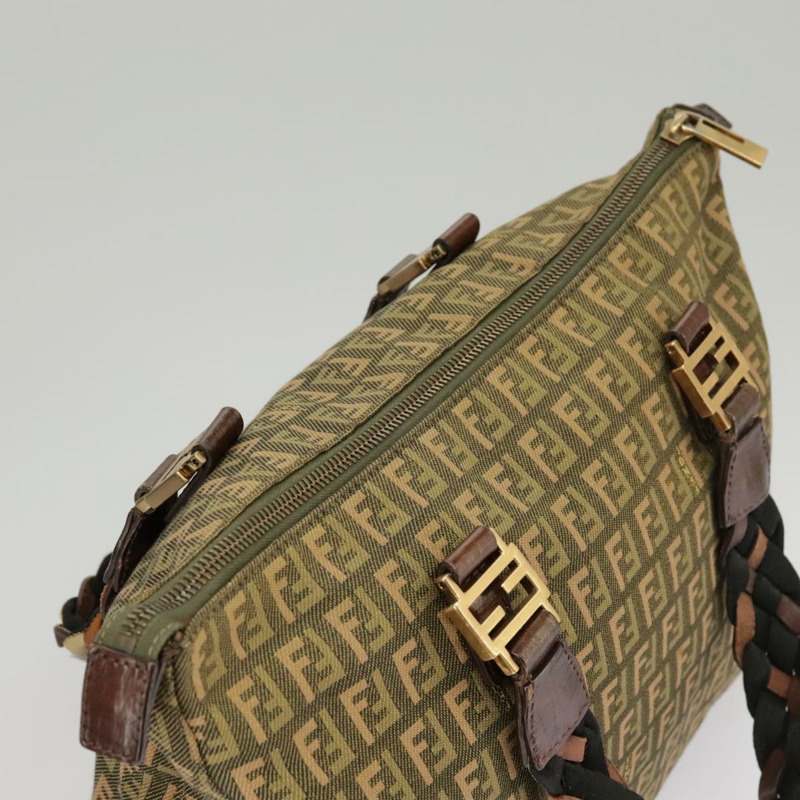【日本直送】FENDI Zucchino 帆布手提包 卡其色 8BH138 正品 102160-5