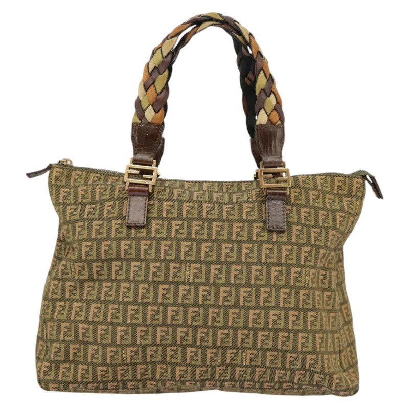 【日本直送】FENDI Zucchino 帆布手提包 卡其色 8BH138 正品 102160-12