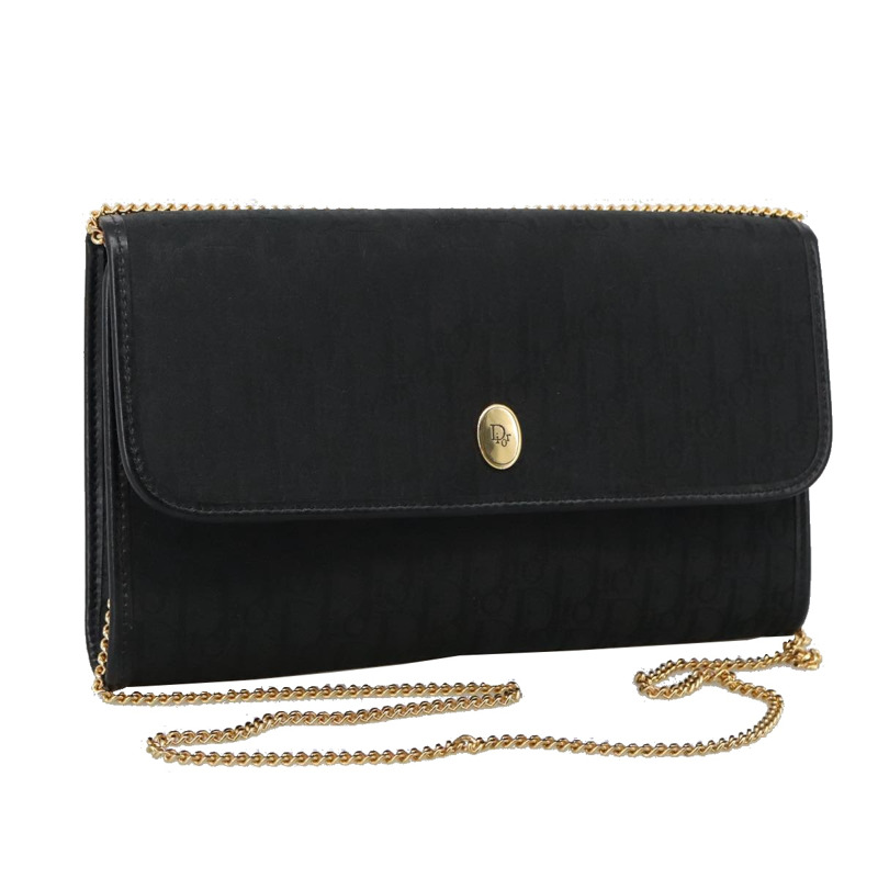 【日本直送】Christian Dior Trotter 帆布鏈條單肩包 黑金 正品 yk15936-0