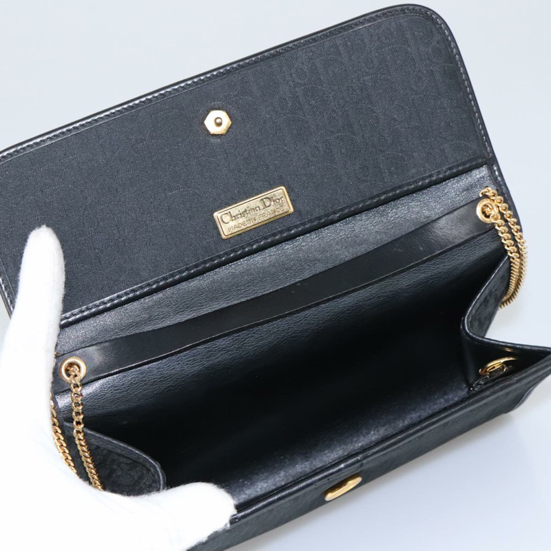 【日本直送】Christian Dior Trotter 帆布鏈條單肩包 黑金 正品 yk15936-9