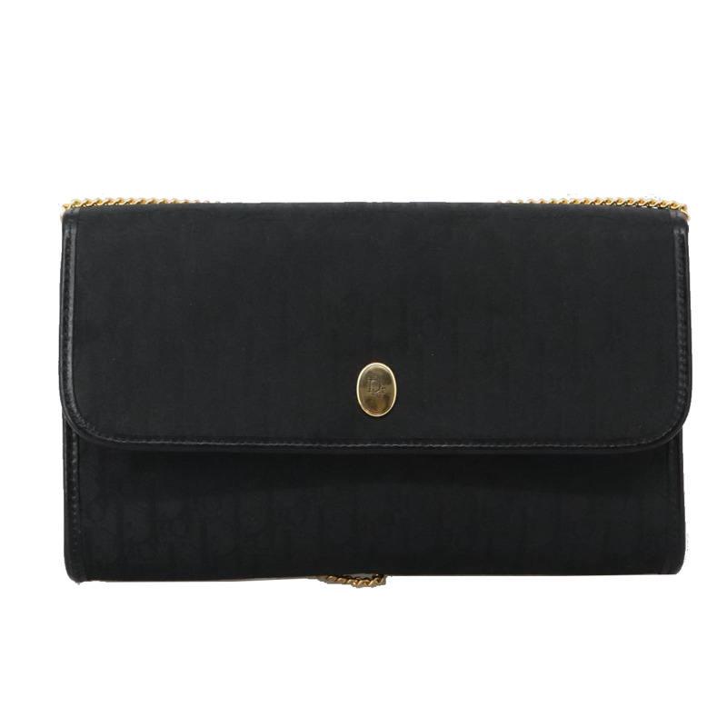 【日本直送】Christian Dior Trotter 帆布鏈條單肩包 黑金 正品 yk15936-12
