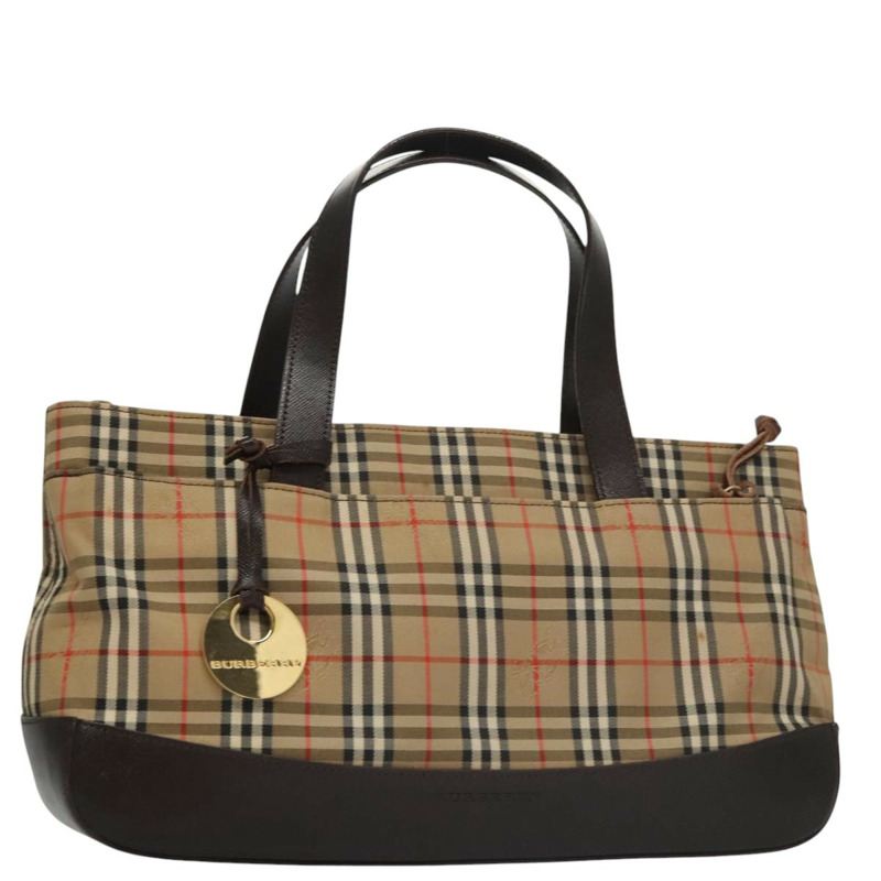 【日本直送】BURBERRY Nova 格紋手提包帆布黑米色正品 103259-0