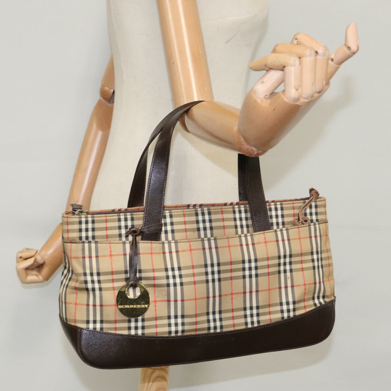 【日本直送】BURBERRY Nova 格紋手提包帆布黑米色正品 103259-16