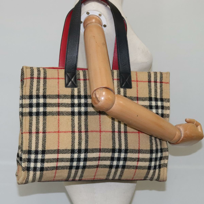 【日本直送】Burberrys Nova 格紋手提包，棉質，米色，正品，貨號 101866-19