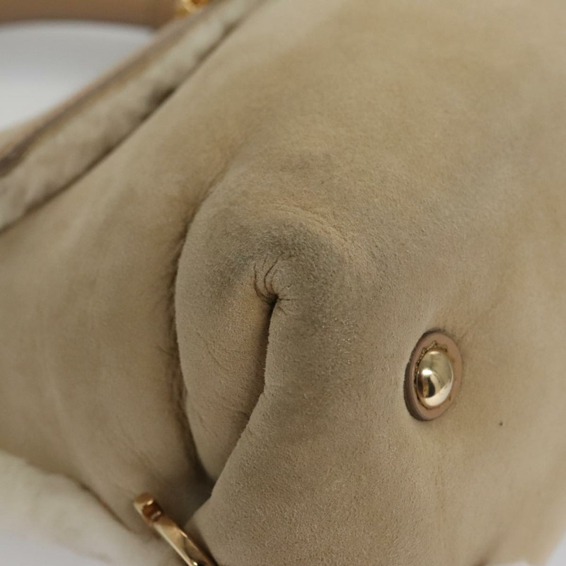 【日本直送】Salvatore Ferragamo Gancini 手提包 Mouton 2way 米色金色 Authentic 104184-8