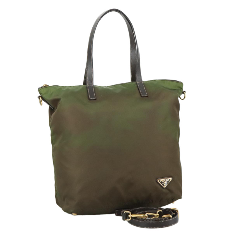 【日本直送】PRADA 手提包 尼龍 2way 卡其色 正品 109279-0