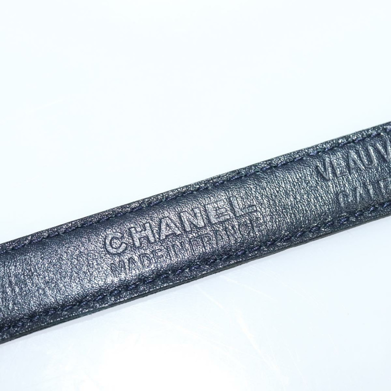 【日本直送】香奈兒 COCO 馬克帶 皮革 26.4 英吋 黑金 CC 正品 yk17305-17