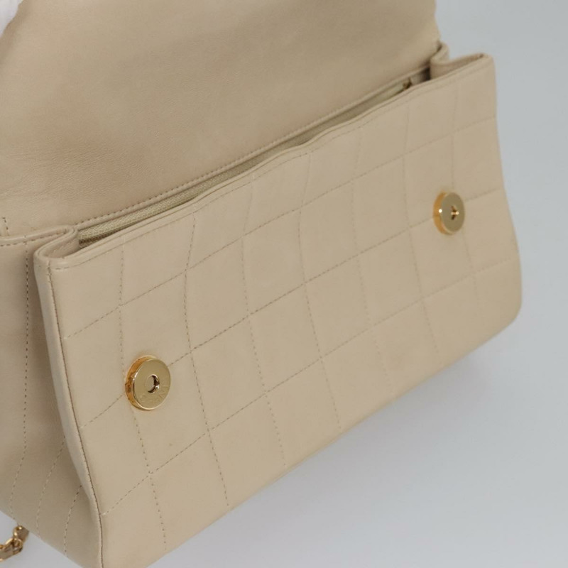 【日本直送】香奈兒 Choco Bar 鏈單肩包 小羊皮 象牙色 CC 正品 110166A-24