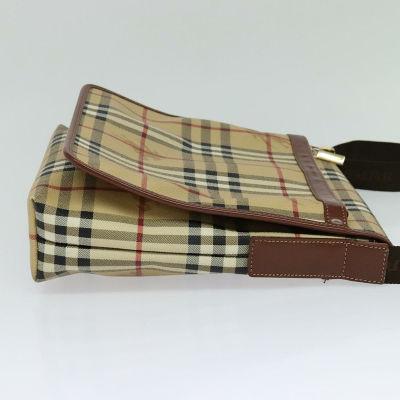 【日本直送】BURBERRY Nova 格紋肩背包 PVC 皮革 米色 正品 113266-3